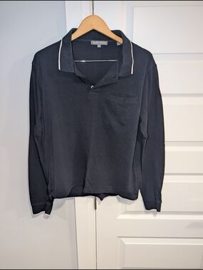 Slate & Stone Long Sleeve Navy Polo with White Trim